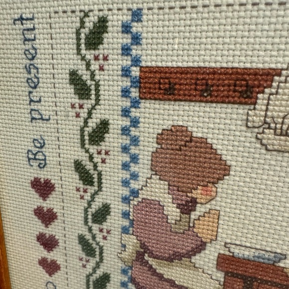 VTG Crosstitch Art Jeremiah Junction Table Blessings Professionally Framed 80’s - Picture 11 of 12
